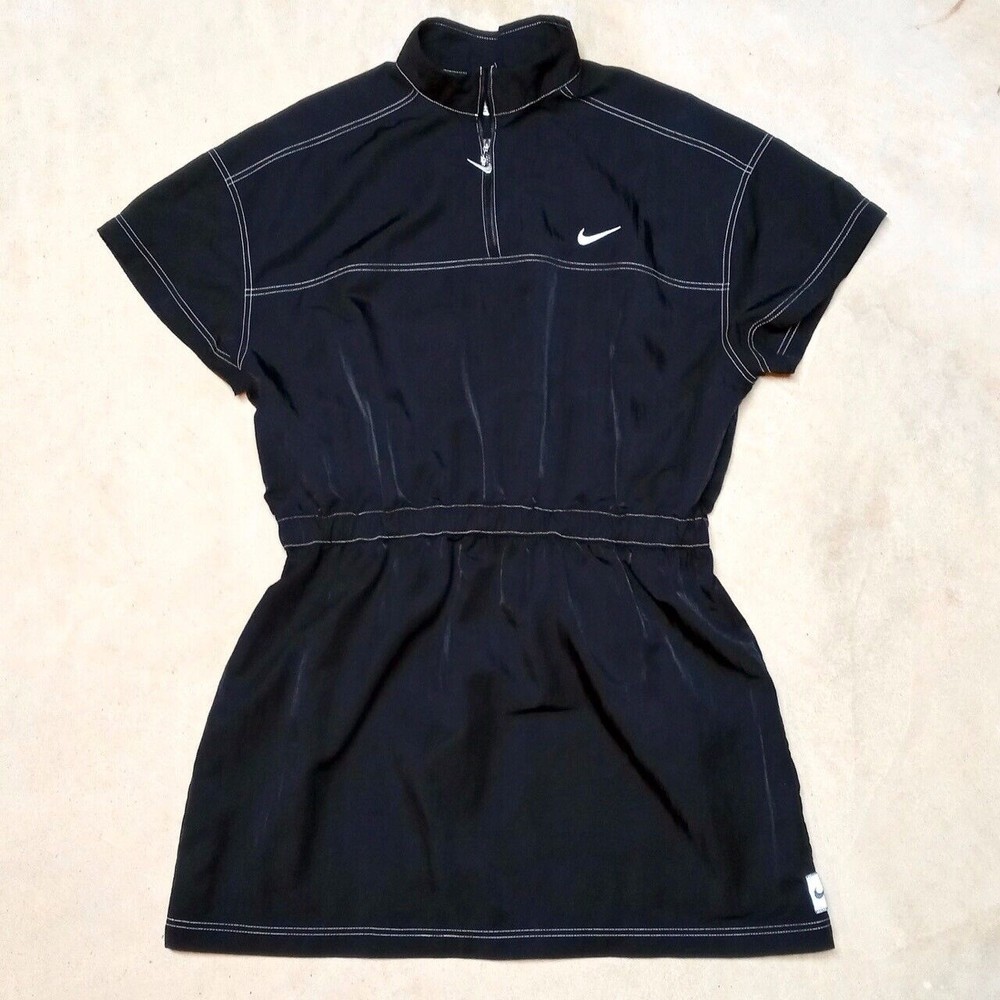 Nike Sportswear Swoosh Black 100% Nylon Woven Windbreaker Dress - Women's XXL